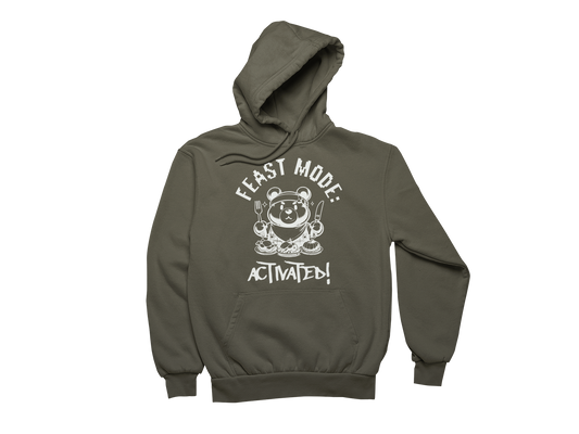 Thanksgiving Hoodie with Bear Design in Olive – Funny Holiday Hoodie.